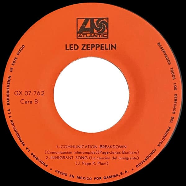 Single <br>Mexico (GX07-762) <br>Whole Lotta Love / Communication Breakdown / Immigrant Song (#2) - Image 4