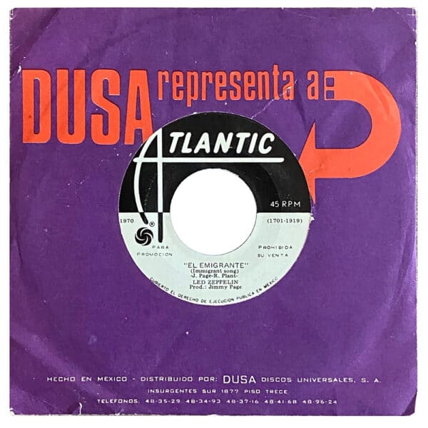 Single <br>Mexico (1701-1919) <br>Immigrant Song / Tangerine (Promo)