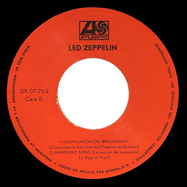 Single <br>Mexico (GX07-762) <br>Whole Lotta Love / Communication Breakdown / Immigrant Song (#1) - Image 3
