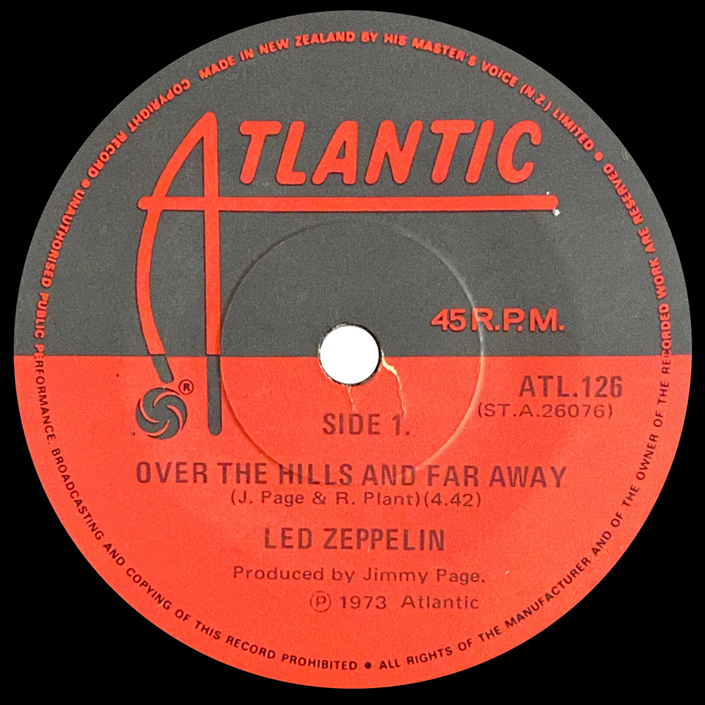 Single <br>New Zealand (ATL.126) <br>Over The Hills and Far Away / Dancing Days