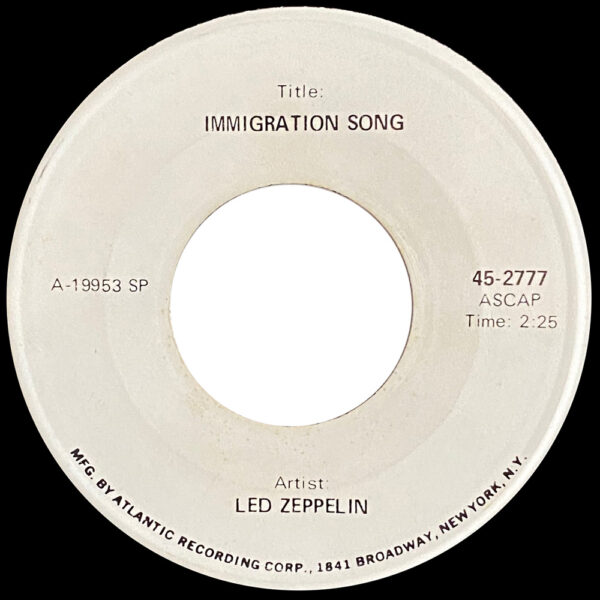 Single <br>USA (45-2777) <br>Immigrant Song (Test Pressing)