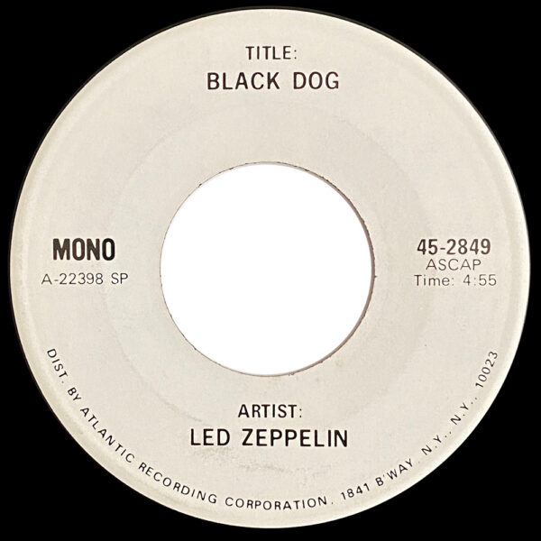 Single <br>USA (45-2849) <br>Black Dog / Black Dog (Test Pressing #1) - Image 2