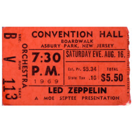 Concert Ticket <br>1969.08.16 <br>Asbury Park, NJ (early show)