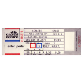 Concert Ticket <br>1977.05.30 <br>Landover, MD