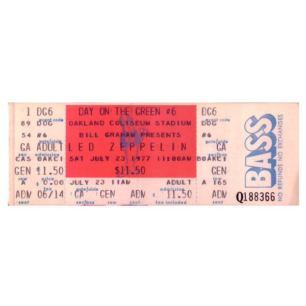 Concert Ticket <br>1977.07.23 <br>Oakland, CA - Image 2