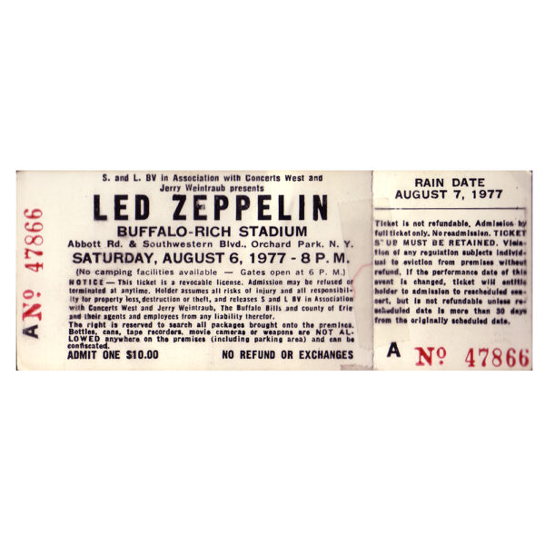 Concert Ticket <br>1977.08.06 <br>Buffalo, NY - Image 2
