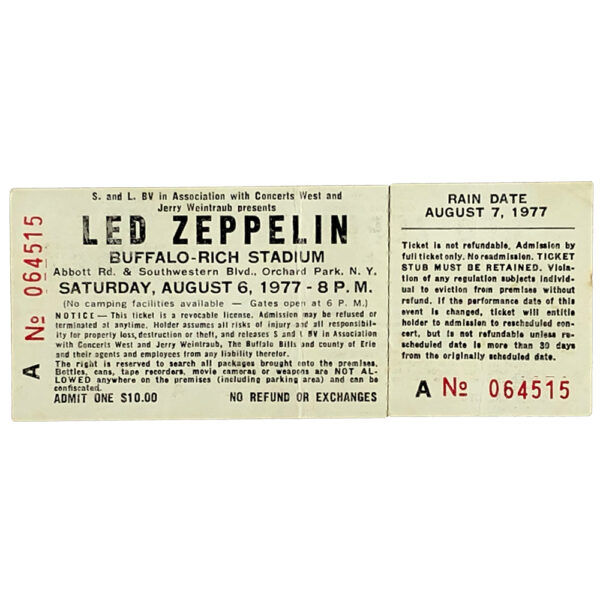 Concert Ticket <br>1977.08.06 <br>Buffalo, NY