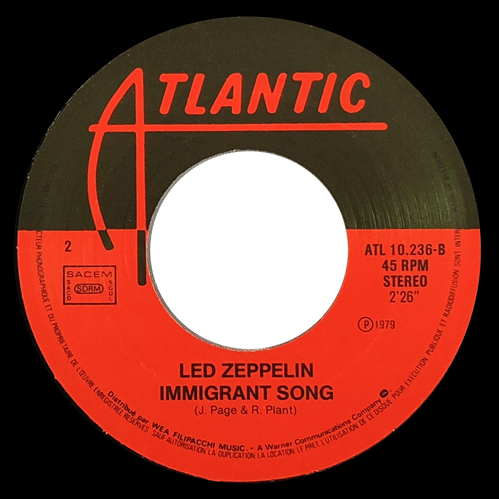Single <br>France (ATL 10.236) <br>Whole Lotta Love / Immigrant Song - Image 5