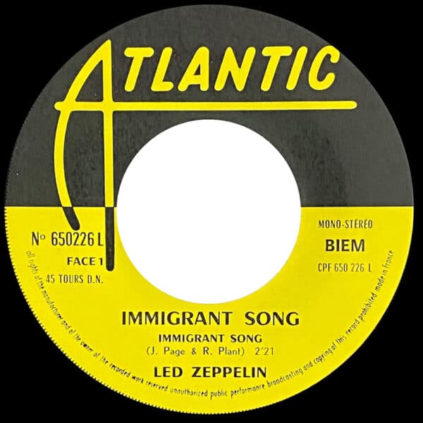 Single <br>France (650226L) <br>Immigrant Song / Hey, Hey What Can I Do (#1) - Image 3