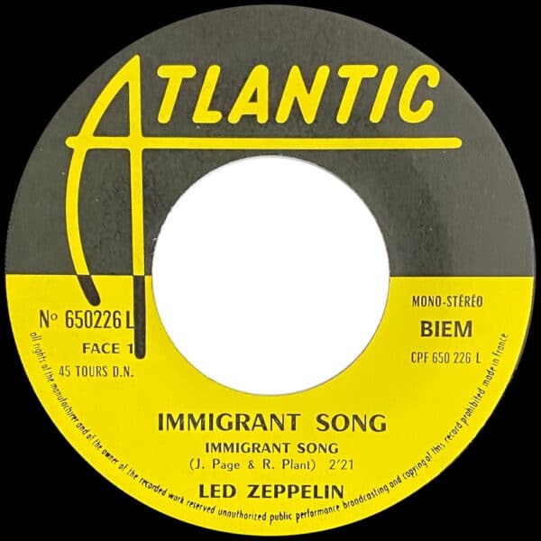 Single <br>France (650226L) <br>Immigrant Song / Hey, Hey What Can I Do (#2) - Image 4