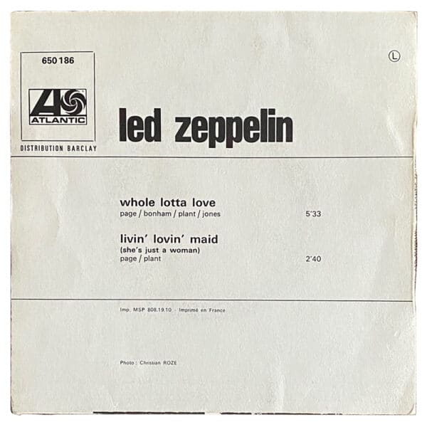 Single <br>France (650186) <br>Whole Lotta Love / Living Loving Maid (#2) - Image 2