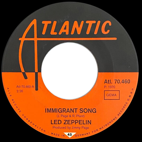 Single <br>Germany (ATL. 70.460) <br>Immigrant Song / Hey, Hey, What Can I Do (#3) - Image 3