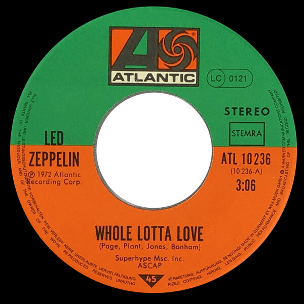 Single <br>Germany (ATL 10236) <br>Whole Lotta Love / Immigrant Song (Original Oldies #1) - Image 3