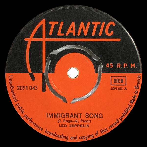 Single <br>Greece (2091043) <br>Immigrant Song / Hey, Hey What Can I Do