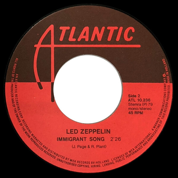 Single <br>Holland (ATL 10.236) <br>Whole Lotta Love / Immigrant Song (#2) - Image 4