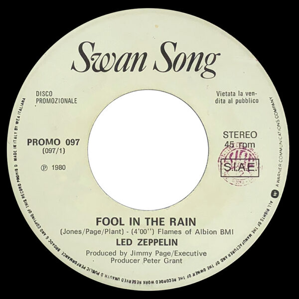 Single <br>Italy (Promo 097) <br>Fool In The Rain / Hot Dog (Promo #1) - Image 3