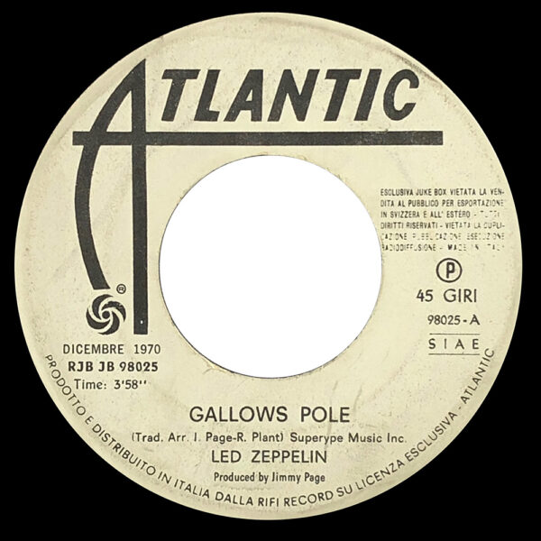 Single <br>Italy (RJB JB 98025) <br>Gallows Pole /  You Can't Judge a Book By The Cover (promo)