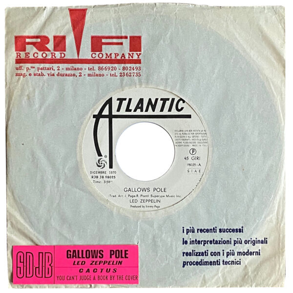 Single <br>Italy (RJB JB 98025) <br>Gallows Pole /  You Can't Judge a Book By The Cover (promo) - Image 3