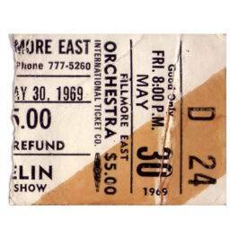 Concert Ticket <br>1969.05.30 <br>New York, NY