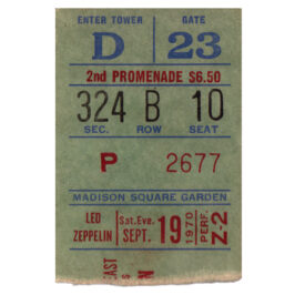 Concert Ticket <br>1970.09.19 <br>New York, NY (Evening)