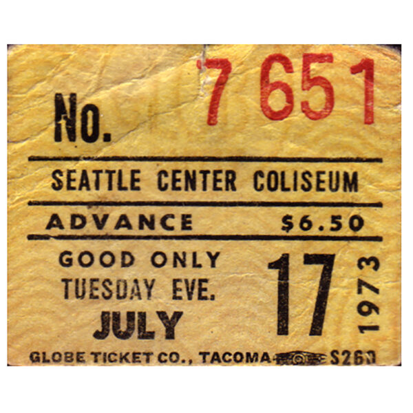 Concert Ticket <br>1973.07.17 <br>Seattle, WA - Image 2
