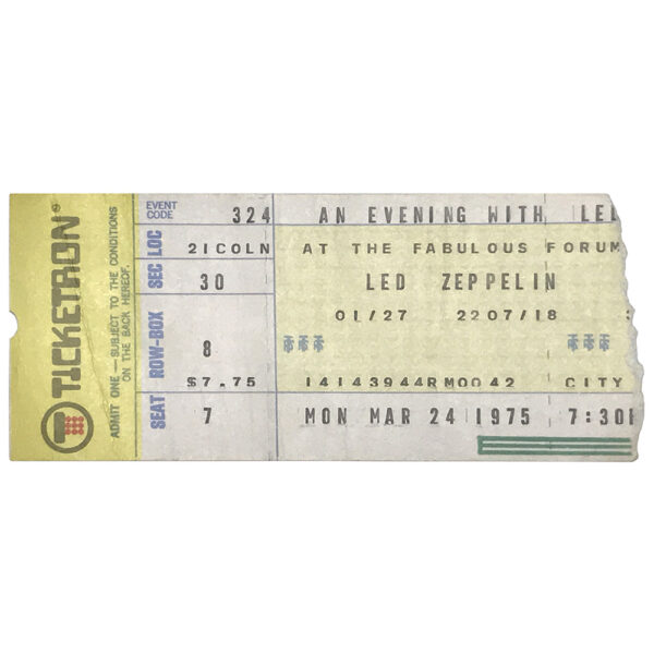 Concert Ticket <br>1975.03.24 <br>Los Angeles, CA - Image 2