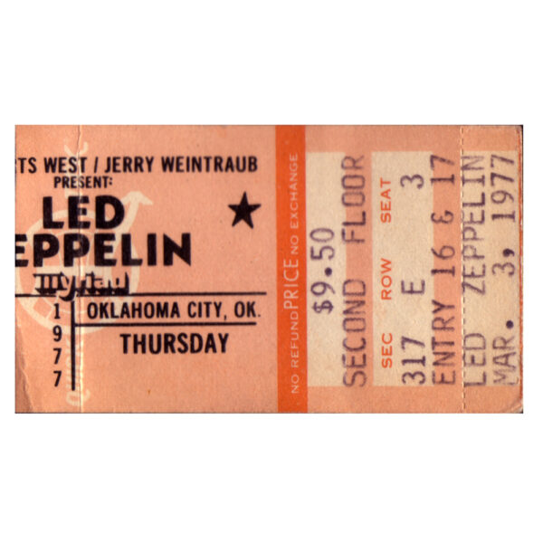 Concert Ticket <br>1977.04.03 <br>Oklahoma City, OK - Image 2