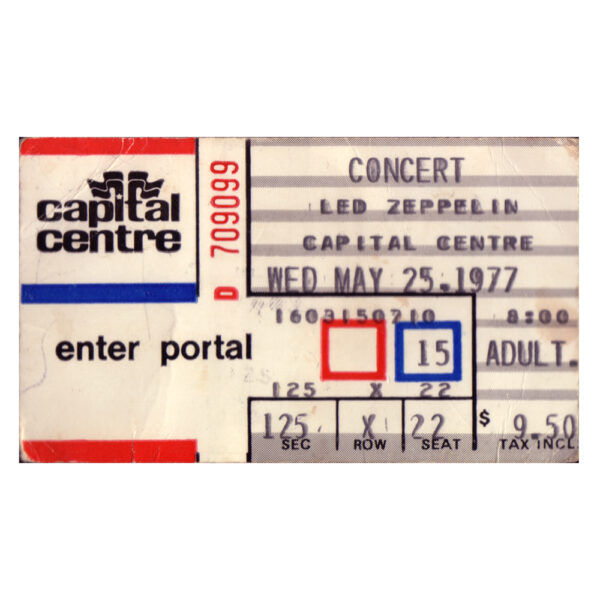 Concert Ticket <br>1977.05.25 <br>Landover, MD - Image 2