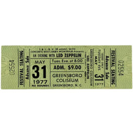 Concert Ticket <br>1977.05.31 <br>Greensboro, NC