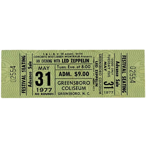 Concert Ticket <br>1977.05.31 <br>Greensboro, NC