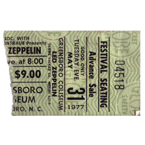Concert Ticket <br>1977.05.31 <br>Greensboro, NC - Image 2