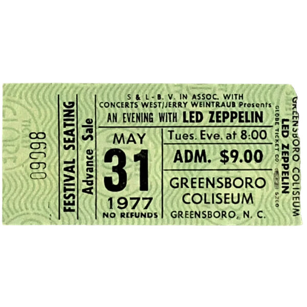 Concert Ticket <br>1977.05.31 <br>Greensboro, NC - Image 3