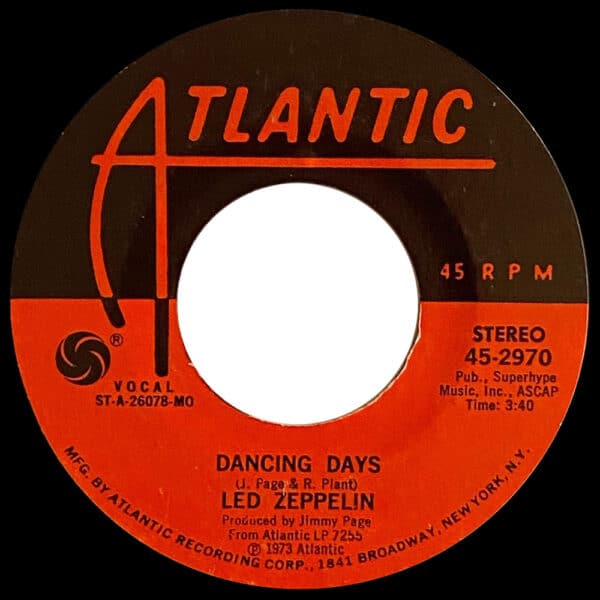 Single <br>USA (45-2970) <br>Over The Hills and Far Away / Dancing Days (#6) - Image 3