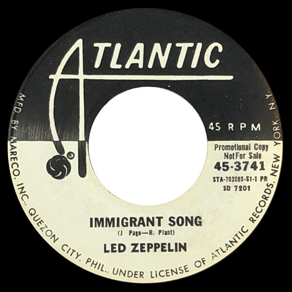 Single <br>Philippines (45-3741) <br>Immigrant Song / Tangerine (Promo)