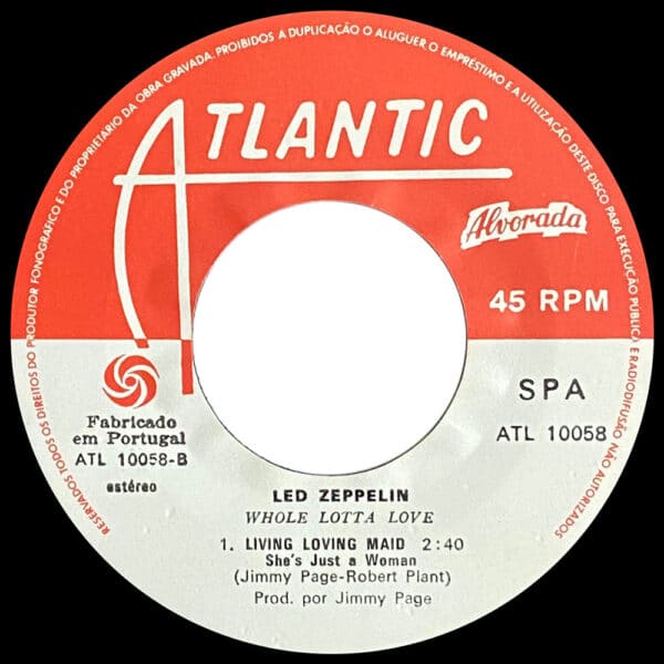 Single <br>Portugal (ATL 10058) <br>Whole Lotta Love / Living Loving Maid (#1) - Image 4