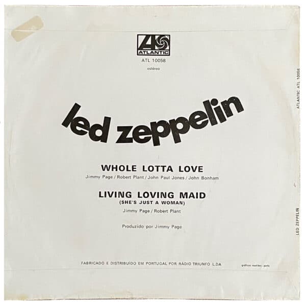 Single <br>Portugal (ATL 10058) <br>Whole Lotta Love / Living Loving Maid (#2) - Image 2