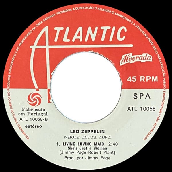 Single <br>Portugal (ATL 10058) <br>Whole Lotta Love / Living Loving Maid (#2) - Image 4
