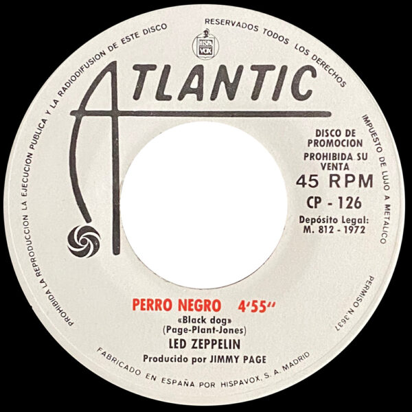Single <br>Spain (CP-126) <br>Black Dog / Misty Mountain Hop (Promo) - Image 3