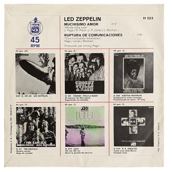 Single <br>Spain (H-523) <br>Whole Lotta Love / Communication Breakdown (#1) - Image 2