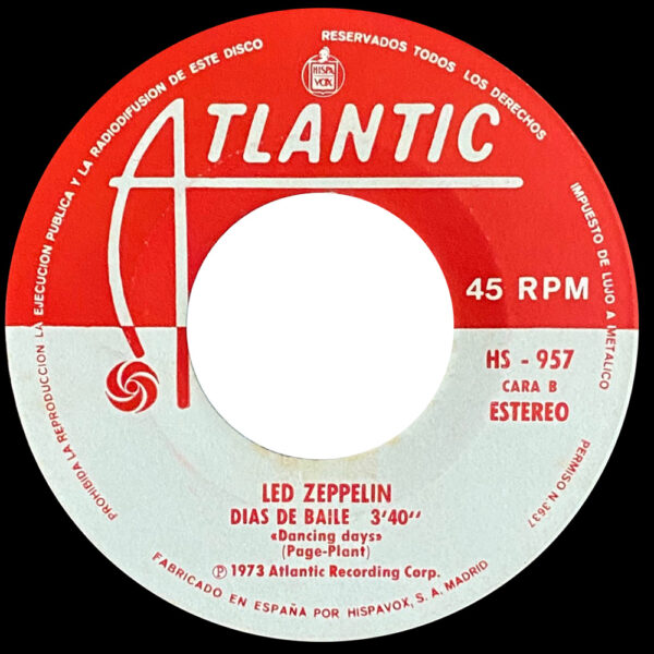 Single <br>Spain (HS-957) <br>Over The Hills and Far Away / Dancing Days (#1) - Image 4