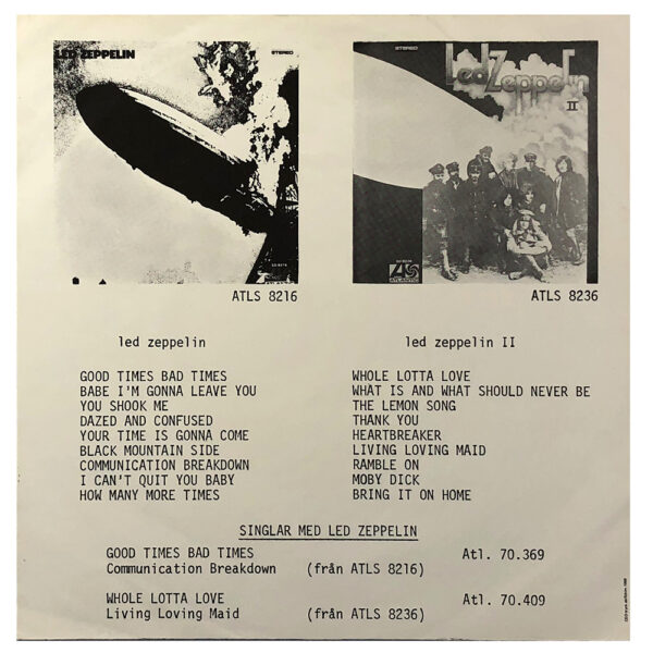 Single <br>Sweden (ATL 70.409) <br>Whole Lotta Love / Living Loving Maid (#1) - Image 2