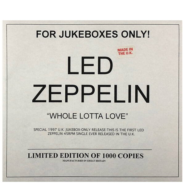 Single <br>United Kingdom (AT0013LC) <br>Whole Lotta Love (Promo)