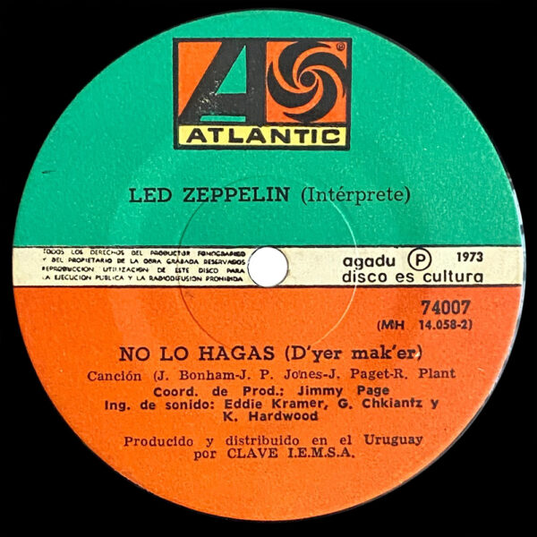 Single <br>Uruguay (74007) <br>The Crunge / D'yer Mak'er (promo) - Image 4