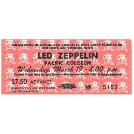 Concert Ticket <br>1975.03.19 <br>Vancouver, CA