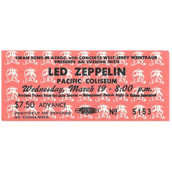 Concert Ticket <br>1975.03.19 <br>Vancouver, CA