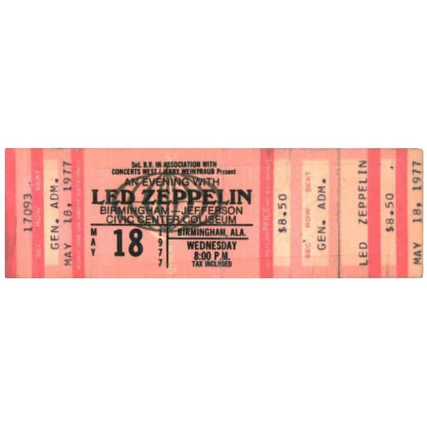 Concert Ticket <br>1977.05.18 <br>Birmingham, AL
