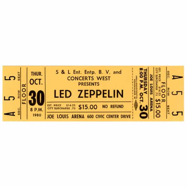 Concert Ticket <br>1980.10.30 <br>Detroit, MI - Image 4