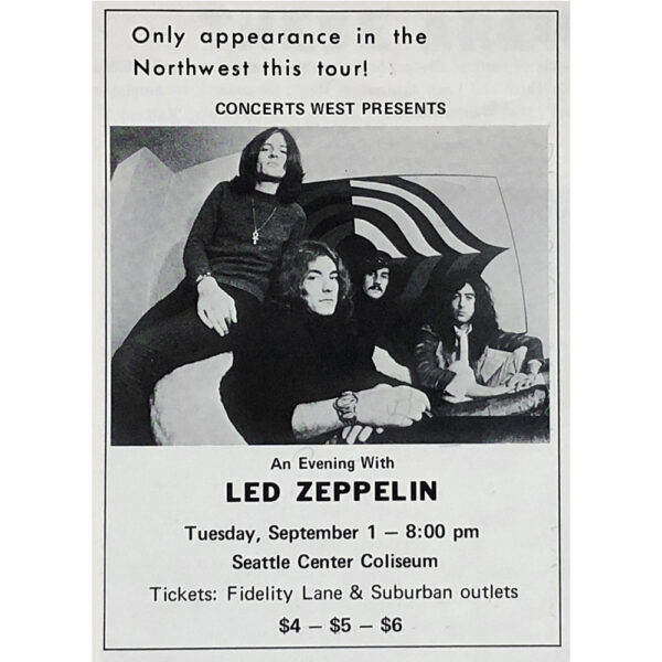 Concert Advertisement <br>1970.09.01 <br>Seattle, WA (Ad)