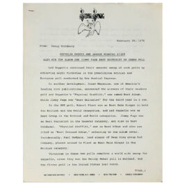 Press Release (1976) <br>"Sweeps NME Awards" (USA)