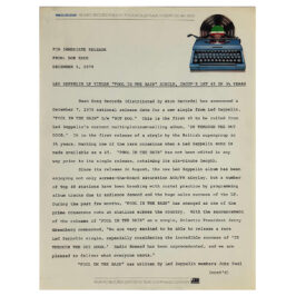 Press Release (1979) <br>Fool in the Rain Single (USA)